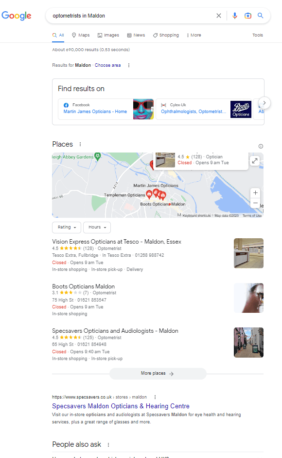 optometrists in Maldon-chains-dominate